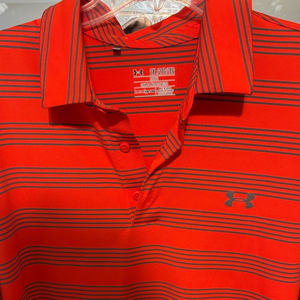 Under Armour Men’s Orange Striped Polo Shirt